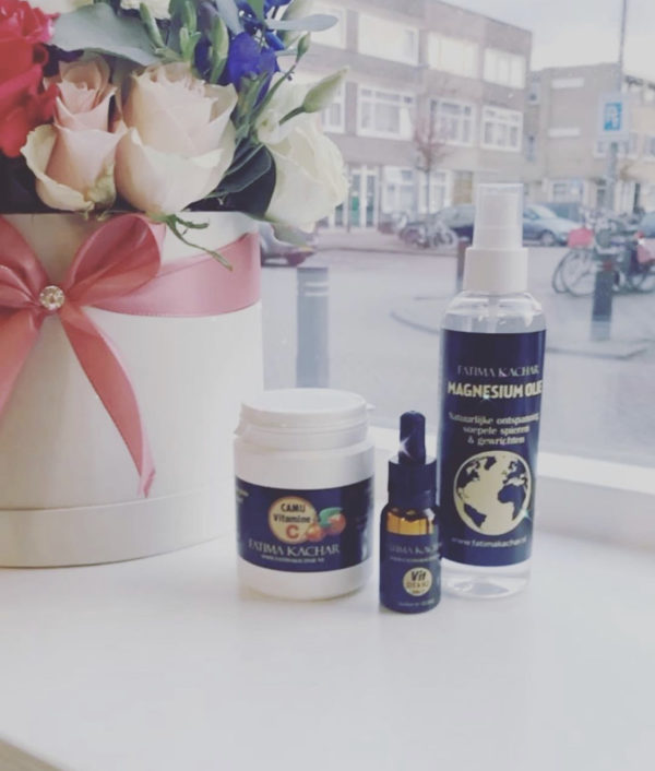 Pakket: (Vit D3&K2, Magnesium spray, Camu 60 stuks caps)